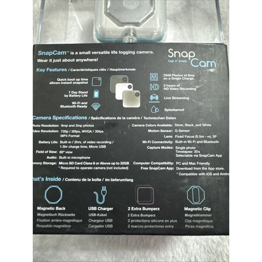 iON Snap Cam Tap ’n Snap Wearable HD Video Camera – New